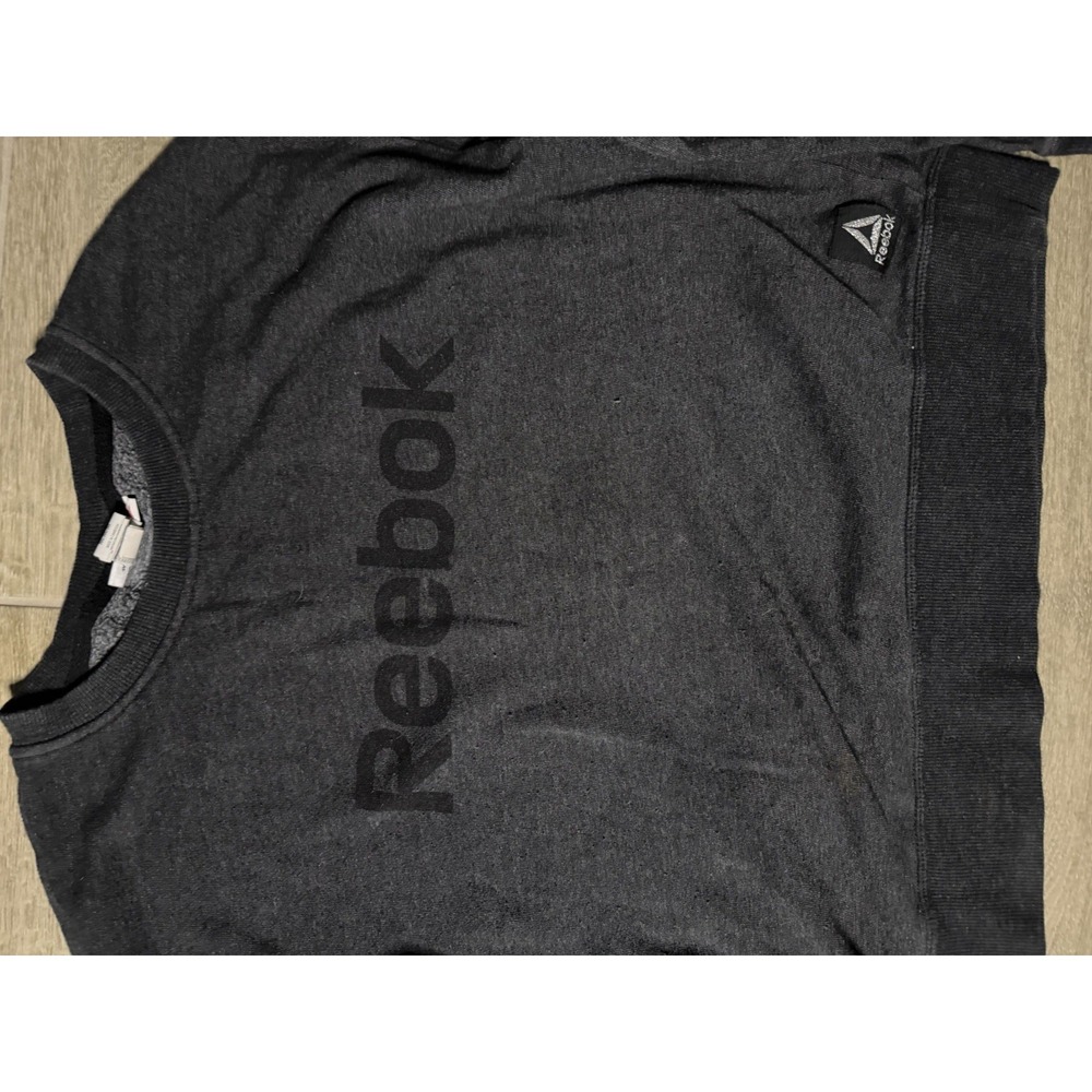Women's Black Reebok Long Sleeve Sweatshirt Size Medium Pre-Owned - Picture 9 of 16